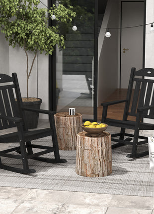 2PCs Outdoor Rocking Chair with Armrests, Fade-Resistant Waterproof HDPE for Indoor & Outdoor, Black