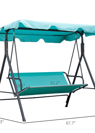 3-Seat Outdoor Patio Swing Chair with Removable Cushion, Steel Frame Stand and Adjustable Tilt Canopy for Patio, Garden, Poolside, Balcony, Backyard, Green