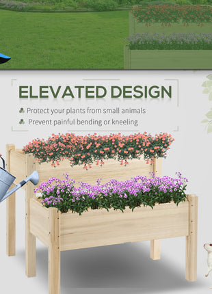 Raised Garden Bed, 2-Tier Wood Planter Stand Plant Grow Box, 34"x34"x28"