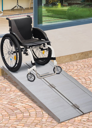 Wheelchair Ramp 4FT, FSA HSA Eligible Foldable Aluminum Threshold Ramp with Non-Slip Surface, 600lbs Weight Capacity