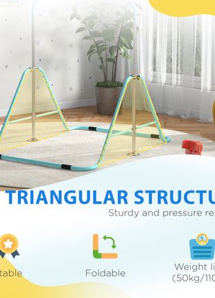 Folding Gymnastics Bar for Kids, Adjustable Height, Green