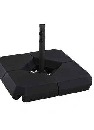 Umbrella Stand Fitting 2" Poles and Steel Base with 4 Fillable Plastic Weights, 4 Gal. Capacity Each - Black