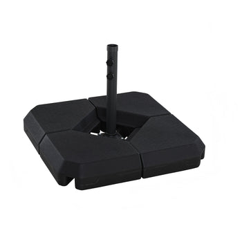 Umbrella Stand Fitting 2" Poles and Steel Base with 4 Fillable Plastic Weights, 4 Gal. Capacity Each - Black
