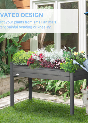 48" Raised Garden Bed, Elevated Wooden Planter Box with Holes for Vegetables, Herb, Flowers for Backyard, Dark Gray