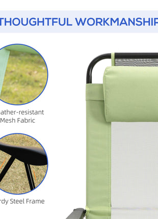 Set of 2 Portable Folding Outdoor Recliners w/ Adjustable Backrest, Green