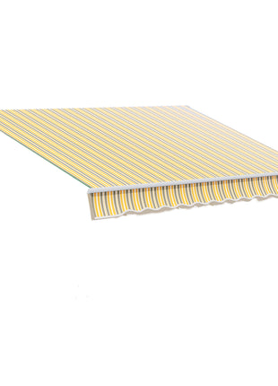 12' x 10' Manual Retractable Awning Outdoor Sunshade Shelter for Patio, Balcony, Yard, with Adjustable & Versatile Design, Yellow and Gray