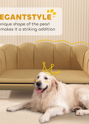 Pearl Design Pet Sofa for Medium and Large Sized Dogs, Pet Bed with Cushion and Solid Wood Legs, Coffee