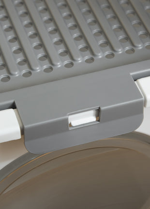 Covered Cat Litter Box, Easy Cleaning Kitty Litter Box with Front Entrance, Top Exit, Scoop, for Odor Control, White