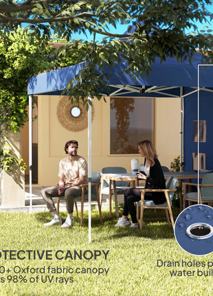 10' x 10' Heavy Duty Pop Up Canopy Tent with Sidewall, UPF50+ Instant Sun Shelter with Storage Pockets, Dark Blue