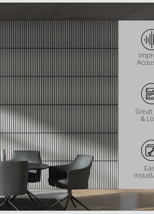 24"x24" Wood Panels for Wall, 4 Pack Acoustic Panels, Sound Absorbing Slat Wall For Interior Wall Decor, Home, Gray