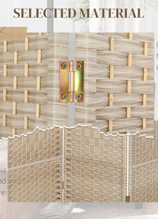 Folding Room Divider Screen 3 Panel 6' Tall Privacy Screen Freestanding Wood Partition for Home Office, Washed Oak