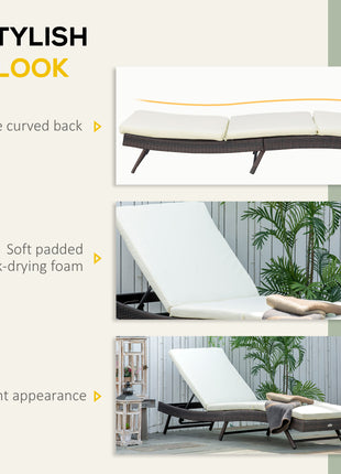 Patio Chaise Lounge, Pool Chair with 5 Position Adjustable Backrest & Cushion, Outdoor PE Rattan Wicker Sun Tanning Seat, 78.75" x 24.75" x 35", Brown