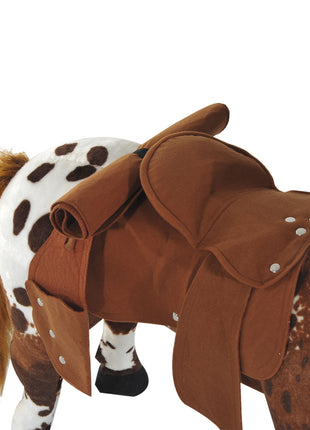 Sound-Making Ride On Horse for Toddlers 3-5, with Neighing and Galloping Sound, Stuffed Animal Horse Toy for Kids with Padding, Soft Feel, Brown