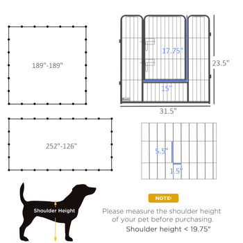 24 Panel Dog Playpen for Small and Medium Dogs with Lockable Door, 15.7' x 15.7' x 2.6'