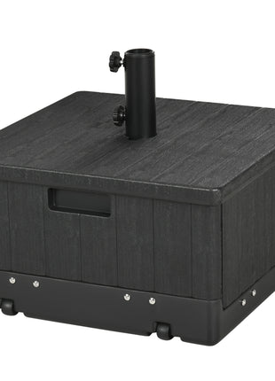 3-in-1 Outdoor Umbrella Base, Coffee End Table, Flower Box Planter, 175lbs Capacity Patio Umbrella Stand Table with Wheels and Handles, Black
