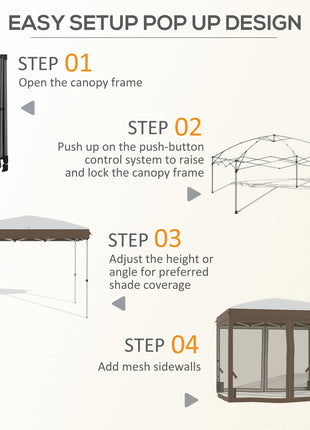 10' x 10' Pop Up Canopy Tent with Netting, Instant Sun Shelter, Tents for Parties, Height Adjustable, with Wheeled Carry Bag and 4 Sand Bags for Outdoor, Garden, Patio, Cream