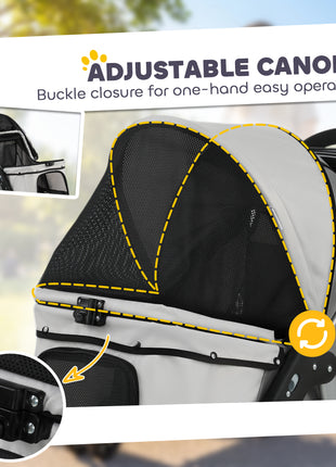 Dog Stroller, Foldable Dog Stroller with 12" Rubber Wheels for Small Dogs, Up to 22 LBS, Light Gray