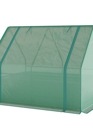 4 x 3 x 3ft Raised Garden Bed with Mini Greenhouse, Galvanized Raised Garden Bed with Cover, Green and Dark Gray