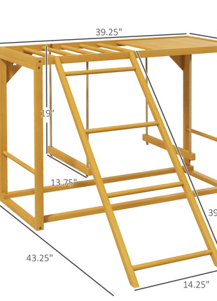 Wooden Chicken Activity Play w/ Swing Set, Chicken Coop Toy, Natural
