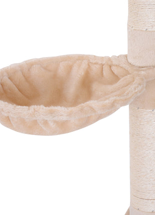 102" Adjustable Height Floor to Ceiling Cat Tree, 5 Level Cat Tower with Scratching Posts, Hammock, Beige