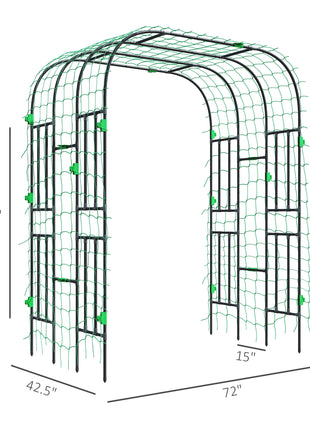 Garden Arch Trellis, 8 FT Tall Metal Plant Trellis Support with Climbing Net, Cucumber Trellis for Climbing Plants
