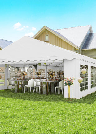 20' x 40' Party Tent, Outdoor Canopy Tent with Removable Sidewalls, 12 Windows for Parties, Wedding, Events, BBQ, White