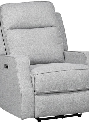 Electric Power Recliner, Wall Hugger Armchair with USB Charging Station, Sofa Recliner with Linen Upholstered Seat and Retractable Footrest, Gray