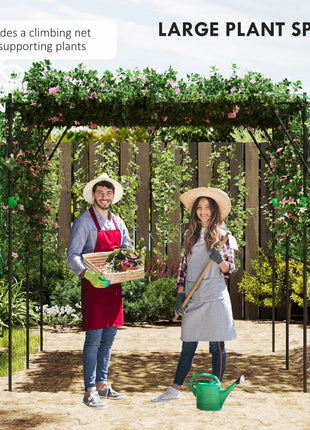 Garden Arch Trellis, 7.3 FT Tall Metal Plant Trellis Support with Climbing Net, Cucumber Trellis for Vegetables, Black
