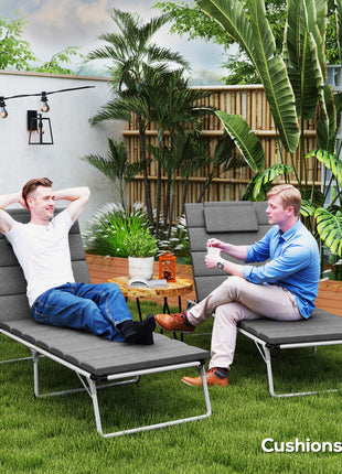 Foldable Chaise Lounge Cushion Set of 2, Outdoor Lounge Chair Cushion Set, UPF50+ 230gsm Olefin, 80" x 26" Charcoal Gray