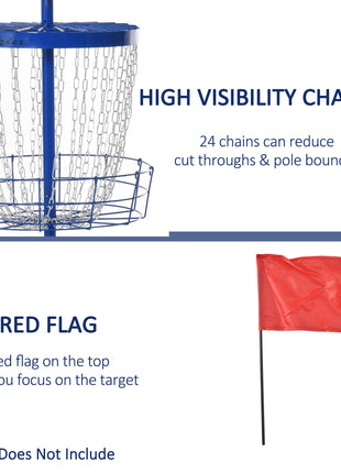 Portable Disc Golf Basket Target with 24-Chain, Travel Bag, Dark Blue