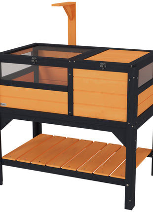 Tortoise Habitat with Shelf Storage Tortoise Gift Accessory with Weather Protection for Indoor, Yellow