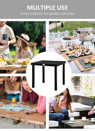 Patio Dining Table for 4, Rectangular Aluminum Outdoor Table for Garden Lawn Backyard, Black