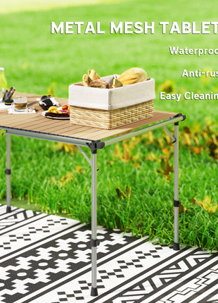Folding Camping Table, Adjustable Height Aluminum Table, Portable Camping Table for Picnic, Beach, BBQ
