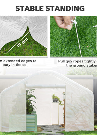 13' x 10' x 6.5' Tunnel Greenhouse Hoop House with Upgraded Galvanized Steel Frame and Large Windows, White