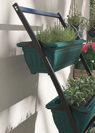 4-Tier Vertical Raised Garden Planter with 4 Boxes, Outdoor Plant Stand Grow Container for Vegetable & Flowers, Green