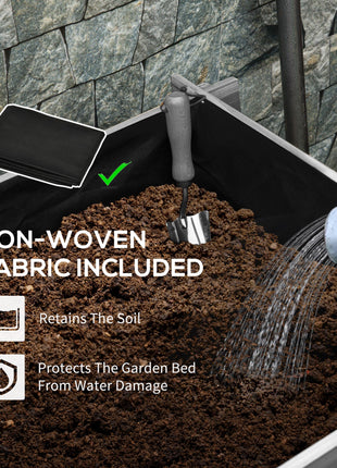 3 Tier Raised Garden Bed, Water Draining Fabric for Soil, Elevated Wood Flower Box for Vegetables, Herbs, Gray