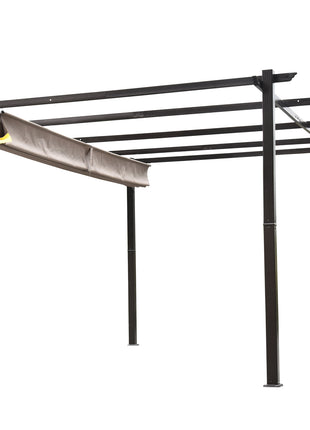 10' x 13' Aluminum Patio Pergola with Retractable Pergola Canopy, Backyard Shade Shelter for Porch, Outdoor Party, Garden, Grill Gazebo, Brown