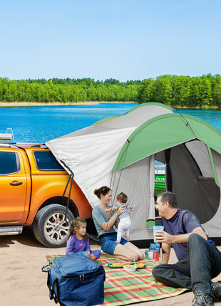 2000mm Waterproof SUV Tent, Car Tent with 3 Doors and Mesh Window, for 5-6 Person Camping Travel, Gray and Green