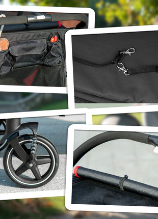 One-Click Foldable Dog Stroller for M, L Dogs, Pet Stroller, Black