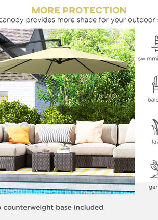 10' Cantilever Tilt Offset Patio Umbrella w/ UV & Water Safe Material & Cross Base (Weight Not Included), Beige