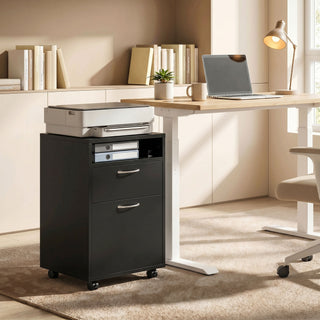 Mobile Storage Cabinet Organizer with Drawer and Cabinet, Printer Stand with Castors, Black