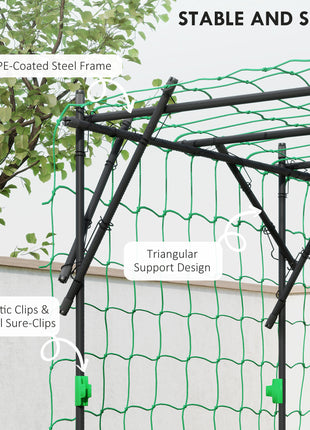 Garden Arch Trellis, 7.3 FT Tall Metal Plant Trellis Support with Climbing Net, Cucumber Trellis for Vegetables, Black
