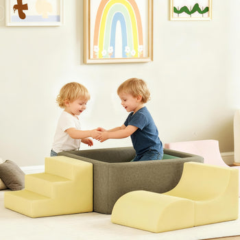 7-Piece Modular Foam Baby Climbing Blocks with Corduroy Covers, Indoor Activity Set for 3-6, Multicolor