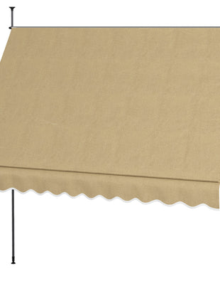 10' x 4' Manual Retractable Awning, Non-Screw Patio Awning, UV Resistant, for Window or Door, Beige