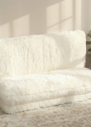 Bean Bag Floor Sofa Bed, Contemporary Plush Wide Folding Floor Mattress, Foam Filling Wall Couch Sleeper, Cream White