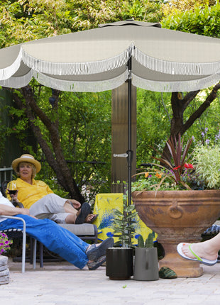 9FT Patio Umbrella, UPF 30+ Outdoor Market Umbrella with Crank, 8 Ribs, Push Button Tilt, Vented for Patio Deck Backyard Lawn, Light Gray