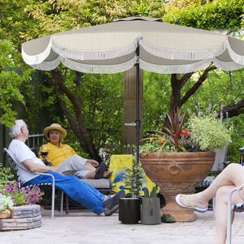 9FT Patio Umbrella, UPF 30+ Outdoor Market Umbrella with Crank, 8 Ribs, Push Button Tilt, Vented for Patio Deck Backyard Lawn, Light Gray