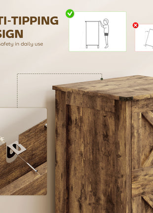 Vertical File Cabinet with 2 Drawers, Rustic Farmhouse Office Storage Cabinet for A4, Letter Size, Rustic Brown