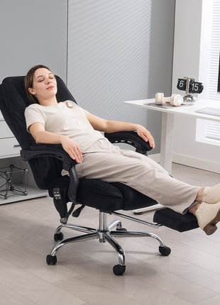 Massage Office Chair, Heated Reclining Computer Chair with Adjustable Height and Footrest, Black