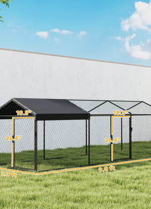 Large Metal Chicken Coop, Chicken Run with Waterproof & Anti-UV Cover for 3-5 Poultry, Outdoor Poultry Cage Rabbit Hutch